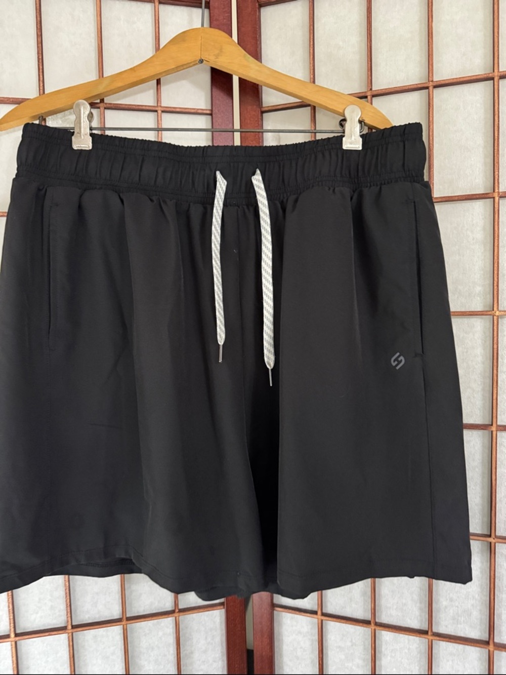 Women's Black Athletic Swim Shorts with Drawstring Waist